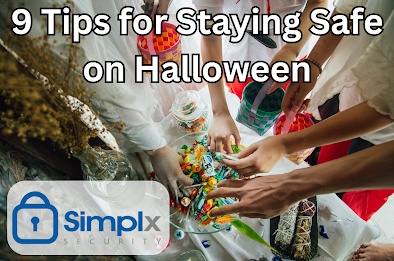 Here are 9 tips for staying safe on Halloween. Image of kids taking candy from a bowl.
